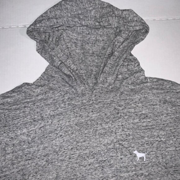 Victoria Secret PINK Small Lightweight Heather Gray 1 Pocket Hoodie Pullover (K) - Picture 4 of 7